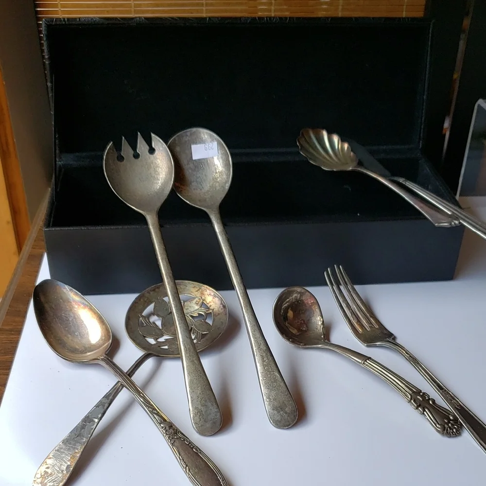 Vintage Serving Utincils And Stoage Box